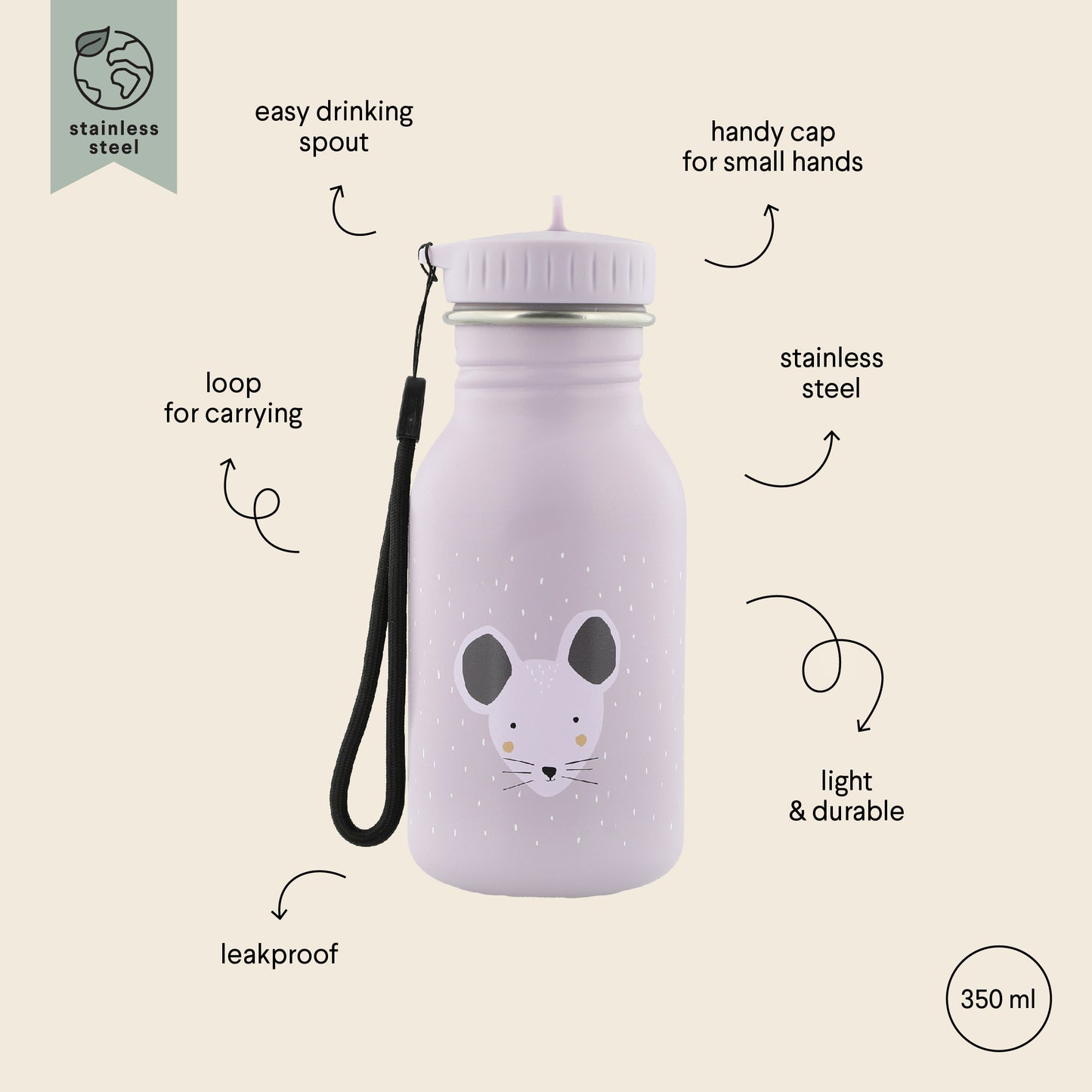 Stainless Steel Bottle 350 ml - Mrs Mouse