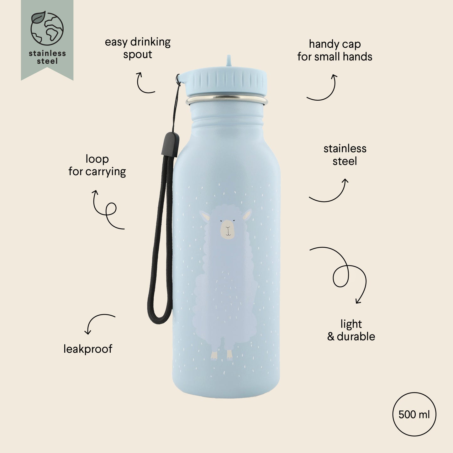 Stainless Steel Bottle 500 ml - Mr Alpaca