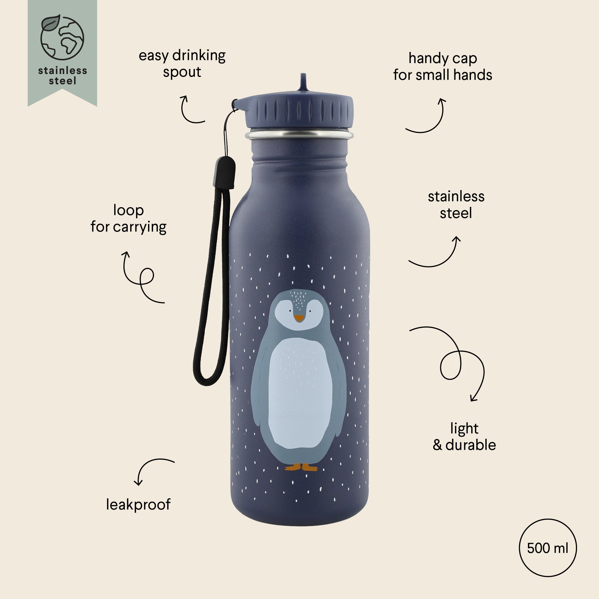 Stainless Steel Bottle 500 ml - Mr Penguin